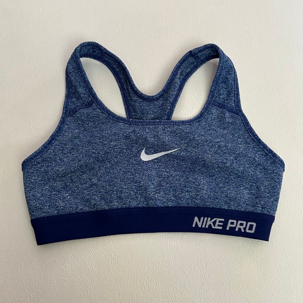 Nike Pro Dri-FIT Sports Bra XS Heather Navy Blue Medium Support